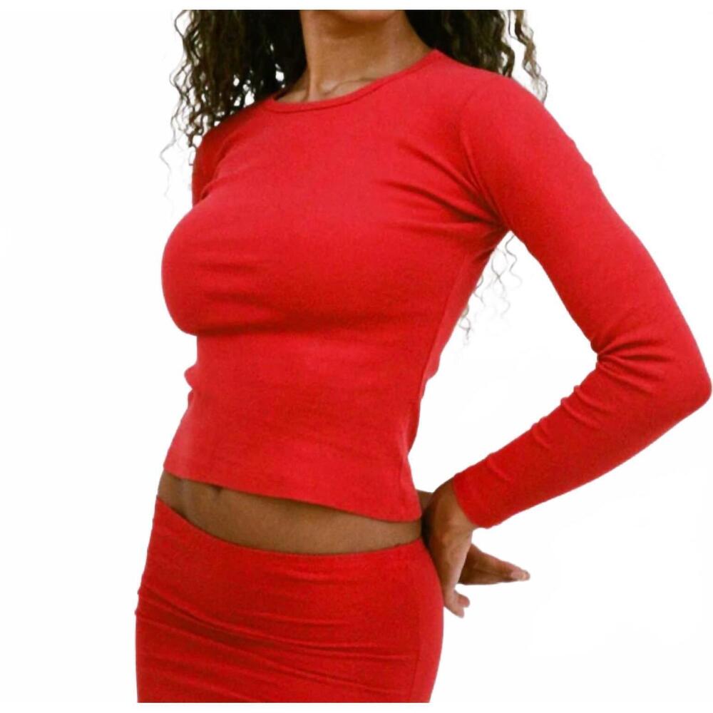 NEW GIL RODRIGUEZ turtleneck long sleeve bellevue tee in tomate - Picture 2 of 5